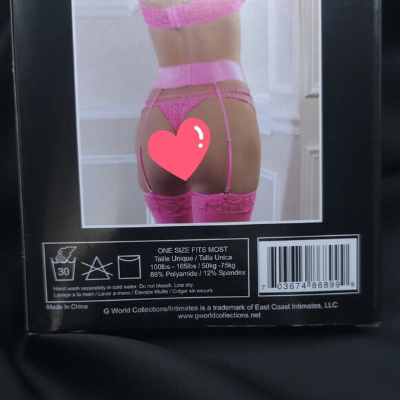 Cage Bustier Lingerie High Waist Garter Set Pink One Size G World - Picture 6 of 8
